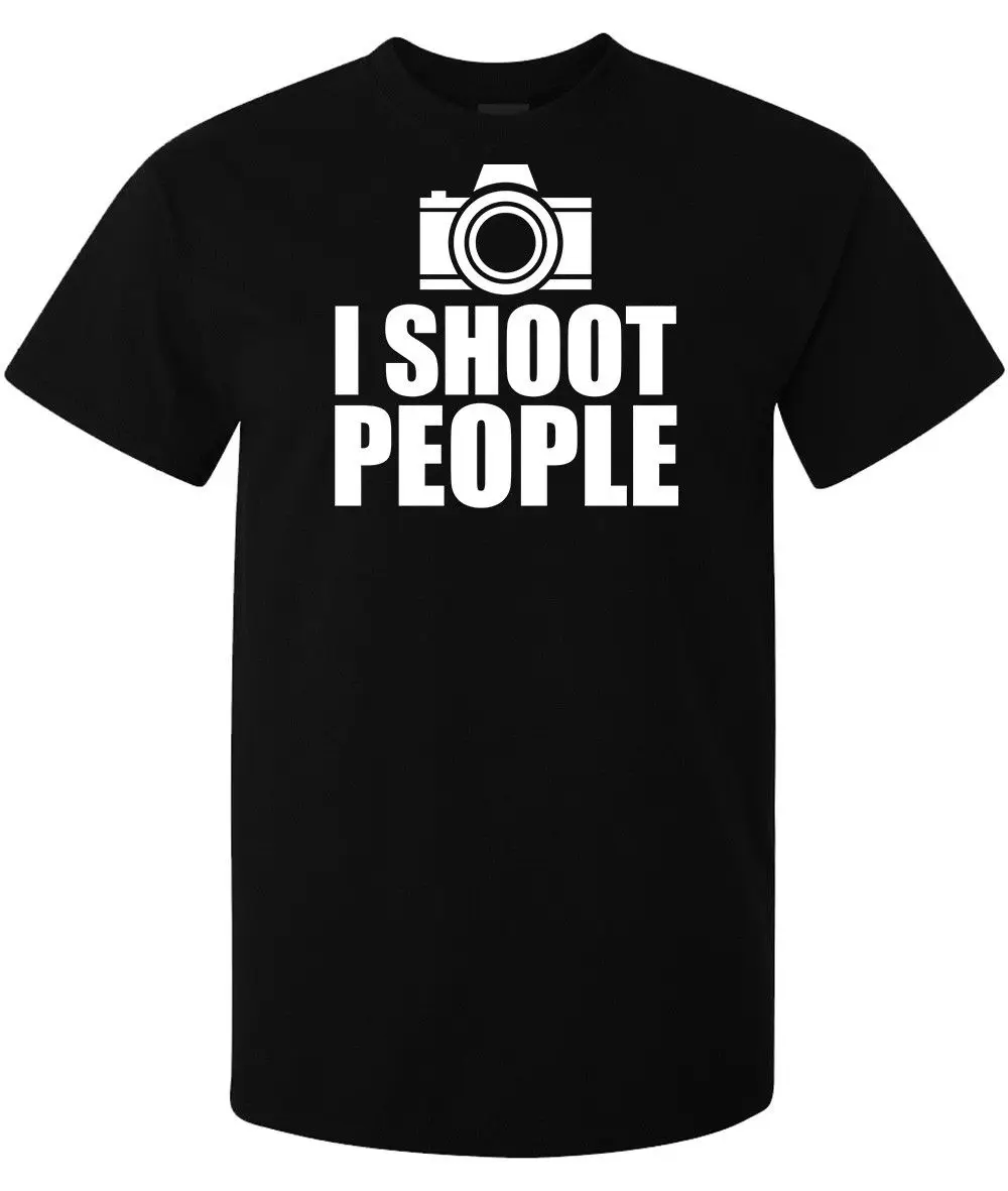 Мужская футболка с надписью I Shoot People Funny Camera Vector (доступно для женщин) черная