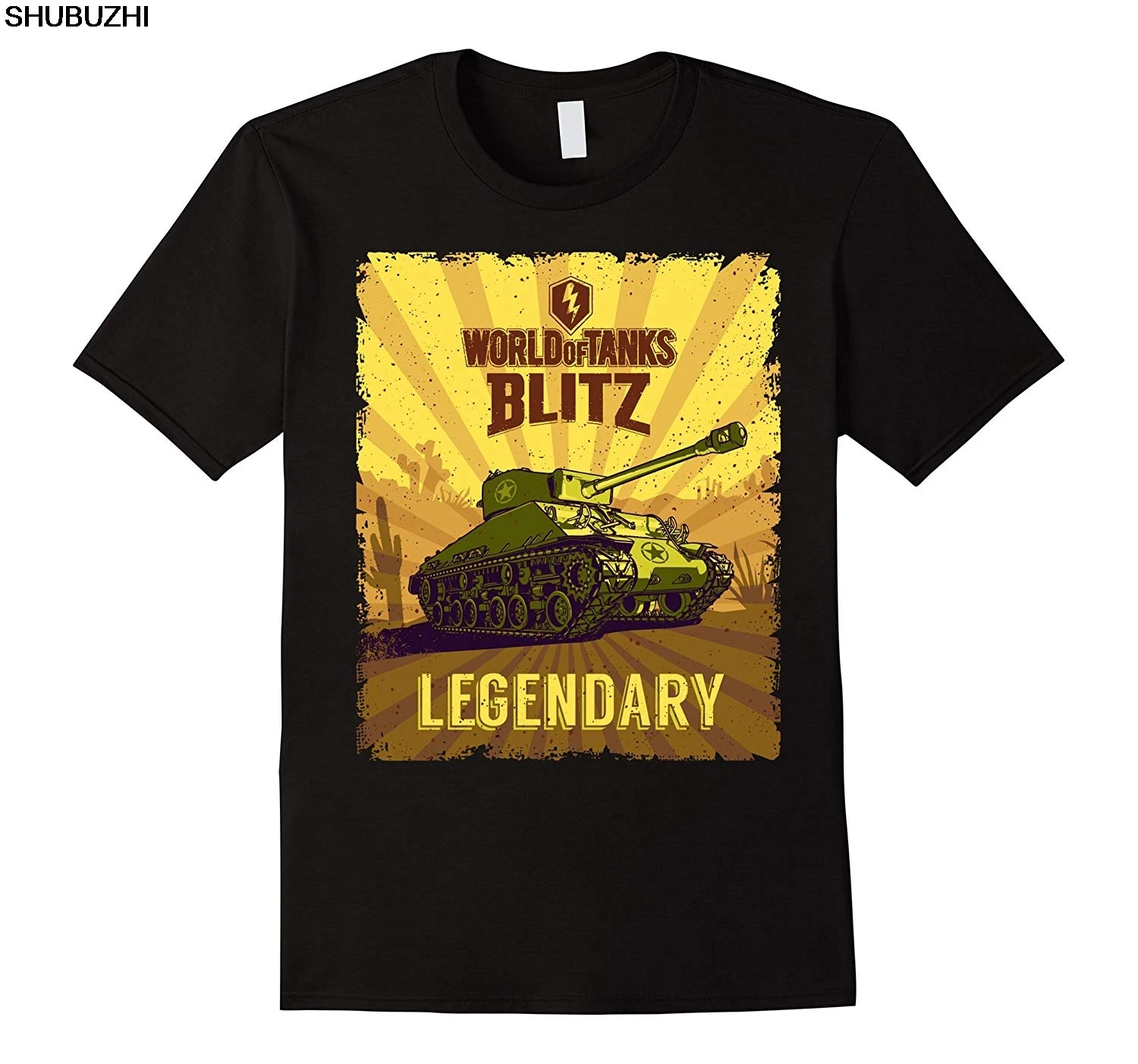 

World of Tanks Blitz Legendary Sherman T-Shirt Classic Cotton Men Round Collar Short Sleeve top tee White Style sbz6180