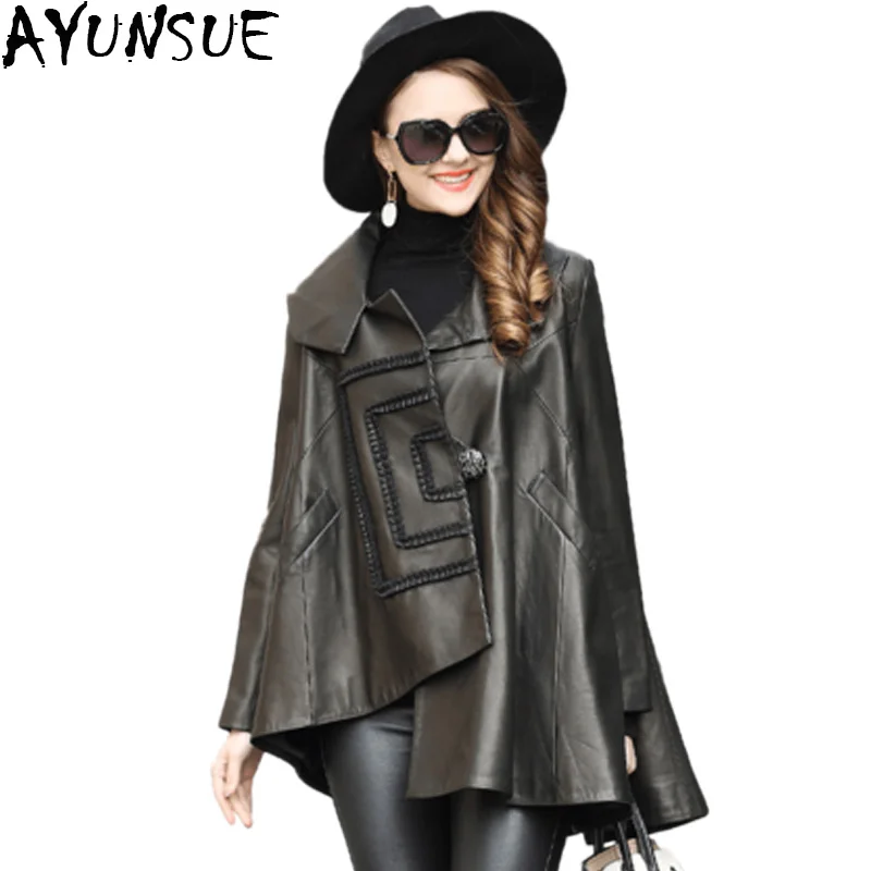 AYUNSUE Winter Anutumn genuine Women sheep Leather Jacket 2018 Long Cloak Real Leather Coats Female Windbreaker Plus Szie LX941
AYUNSUE Winter Anutumn genuine Women sheep Leather Jacket 2018 Long Cloak Real Leather Coats Female Windbreaker Plus Szie LX941
