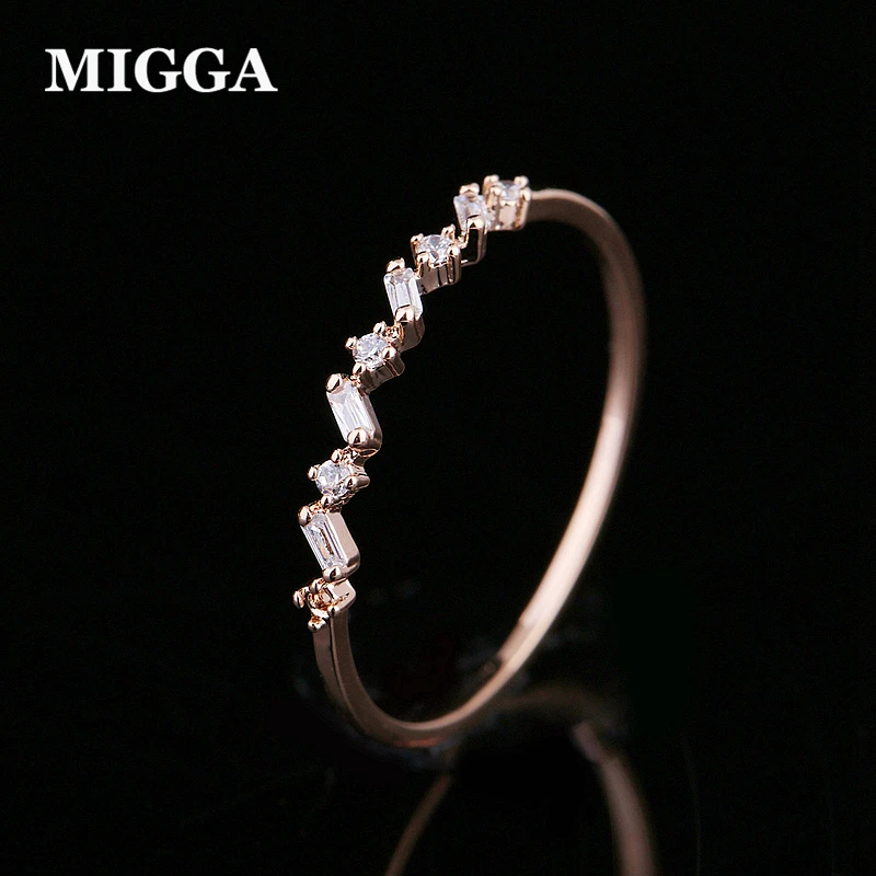 MIGGA Delicate Geometric Cubic Zircon Crystal Women Ring Thin Design Rose Gold Color Plating Bague Jewelry
MIGGA Delicate Geometric Cubic Zircon Crystal Women Ring Thin Design Rose Gold Color Plating Bague Jewelry
