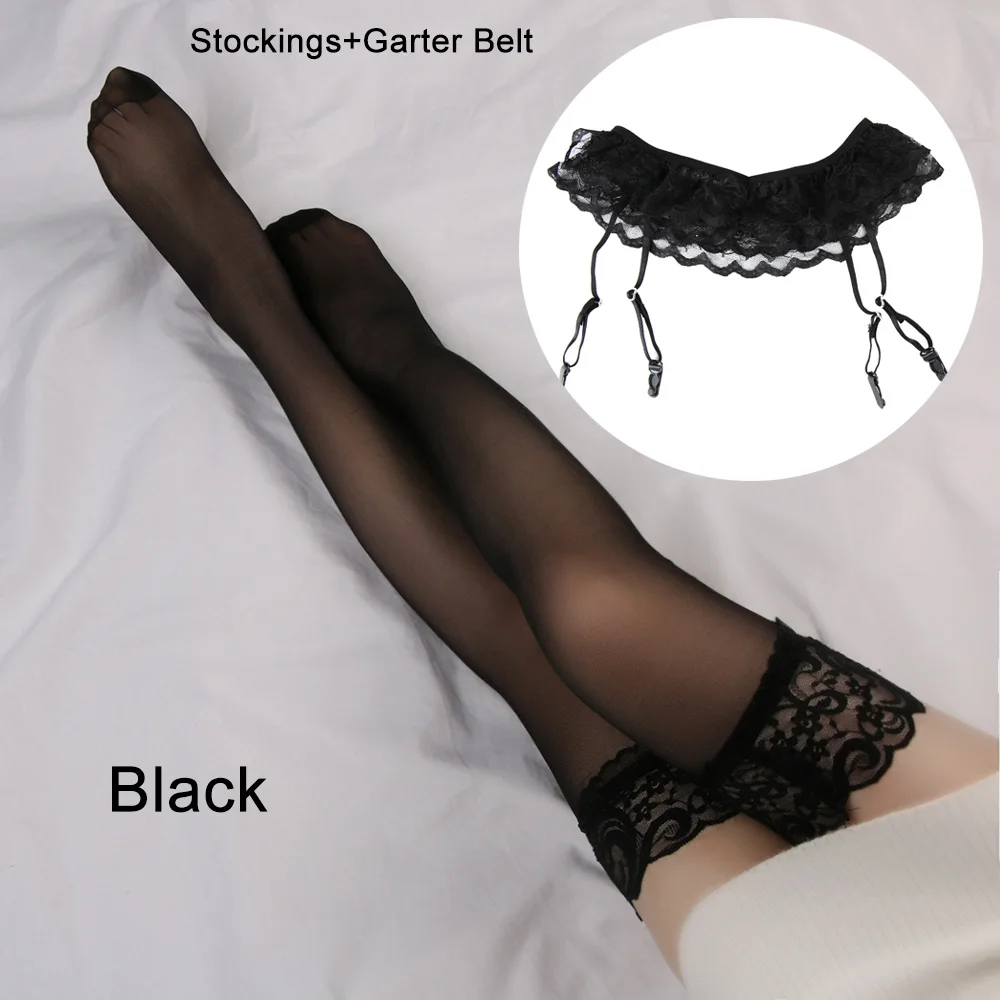 Sissy Lace Set (Stockings + Garter Belt)