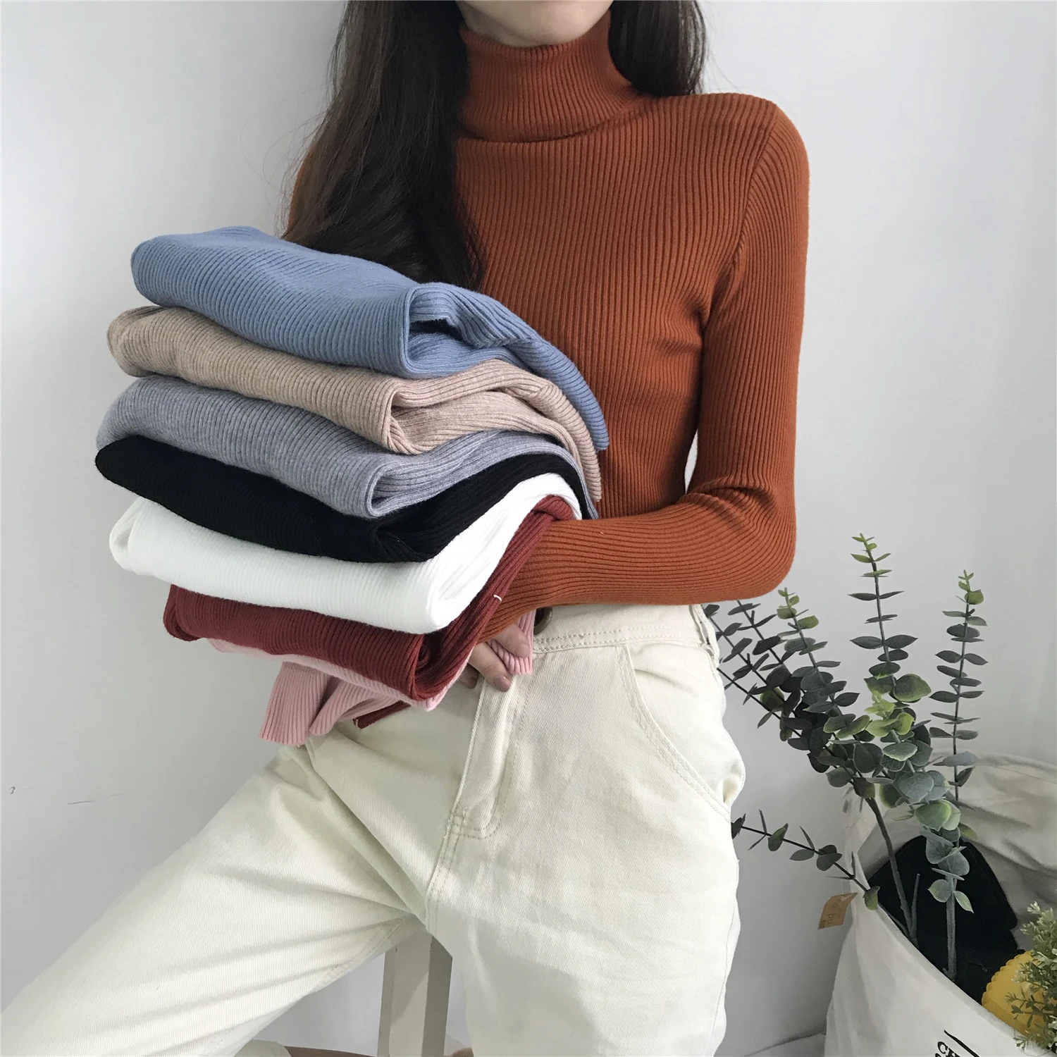 New Women Autumn Winter Turtleneck Knitted Tops Female Retro Long Sleeve Slim Basic Tees Female Solid Color Casual T-shirt
New Women Autumn Winter Turtleneck Knitted Tops Female Retro Long Sleeve Slim Basic Tees Female Solid Color Casual T-shirt
