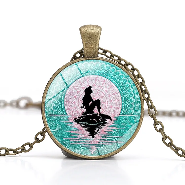 The Little Mermaid Princess Ariel Necklace Handmade Glass Cabochon Bronzen/Silvery Necklace Party Favors Girls/Women Jewelry 1pc
The Little Mermaid Princess Ariel Necklace Handmade Glass Cabochon Bronzen/Silvery Necklace Party Favors Girls/Women Jewelry 1pc