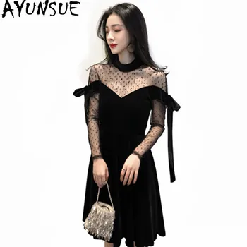 AYUNSUE Fashion Sexy Velvet Dress Women Mesh Patchwork 2020 Autumn Winter Long Sleeve Slim Elegant Black Dresses Vestidos WXF671
AYUNSUE Fashion Sexy Velvet Dress Women Mesh Patchwork 2020 Autumn Winter Long Sleeve Slim Elegant Black Dresses Vestidos WXF671