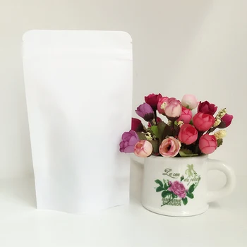 

5.5''x7.9'' (14x20cm) 30Pcs/Lot Stand Up Ziplock White Kraft Paper Packing Doypack Pouches for Food Coffee Storage Zip Lock Bag