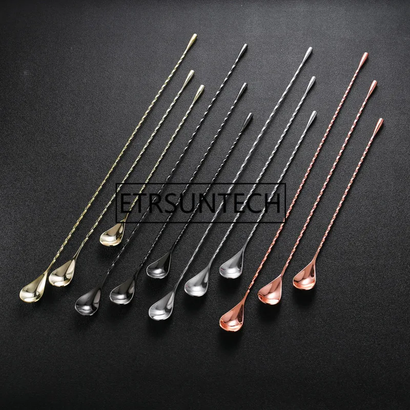 30cm 40cm 50cm Stainless Steel Mixing Cocktail Spoon Spiral Pattern Bar Teadrop Stir Tool Bartender Tools | Дом и сад