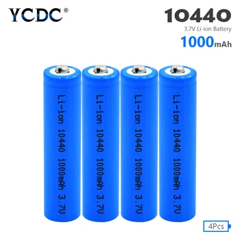 

10440 capacity Battery 1000mAh 3.7V Rechargeable Lithium ion AAA Batteries Button Top Li-ion Batteries FLASHLIGHT SHAVER 4PCS