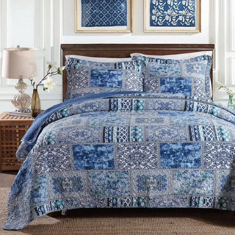 Quality Bedspread Quilt Set 3PCS Washed Cotton Quilts Quilted Cover Bed Sheets Pillowcase Coverlet King Queen Size Bedding Blue
Quality Bedspread Quilt Set 3PCS Washed Cotton Quilts Quilted Cover Bed Sheets Pillowcase Coverlet King Queen Size Bedding Blue