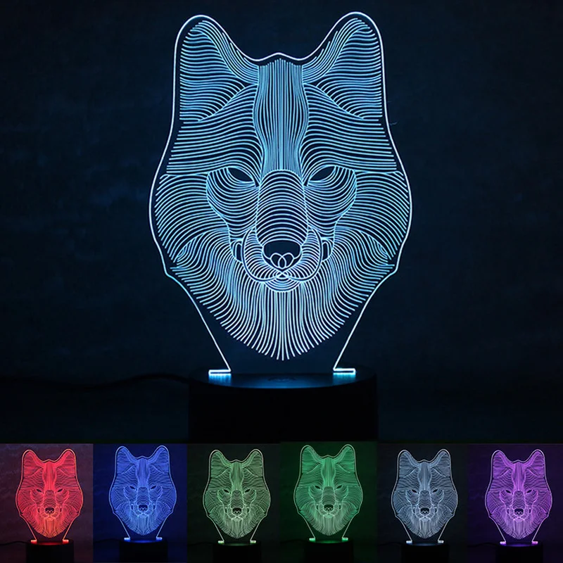 USB Powered Wolf 3D Night Light LED Desk Lamp Novelty lights Touch Key decoration Atmosphere light Use Home Hotel Party Holiday
USB Powered Wolf 3D Night Light LED Desk Lamp Novelty lights Touch Key decoration Atmosphere light Use Home Hotel Party Holiday