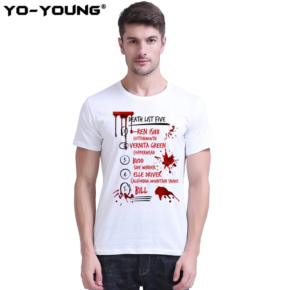 Kill Bill Death List Five Funny T Shirt Men Digital Printing 100% 180 gsm Combed Cotton Casual Letter Tee Shirt Homme Customized
Kill Bill Death List Five Funny T Shirt Men Digital Printing 100% 180 gsm Combed Cotton Casual Letter Tee Shirt Homme Customized