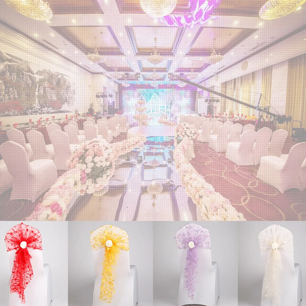 Embroidery Gauze Chair Sashes Bow Elastic Chair Ribbon Back Tie Bands Flower for Wedding Party Ceremony Banquet Chairs Decor
Embroidery Gauze Chair Sashes Bow Elastic Chair Ribbon Back Tie Bands Flower for Wedding Party Ceremony Banquet Chairs Decor