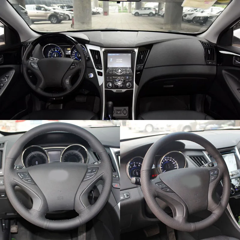 Чехол на руль из искусственной кожи для Hyundai Sonata 8th сшитый своими руками|leather steering