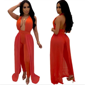 Hot Style Summer Sexy Solid Deep V Halter Sleeveless Mesh Pants Women Two Piece Suits
Hot Style Summer Sexy Solid Deep V Halter Sleeveless Mesh Pants Women Two Piece Suits