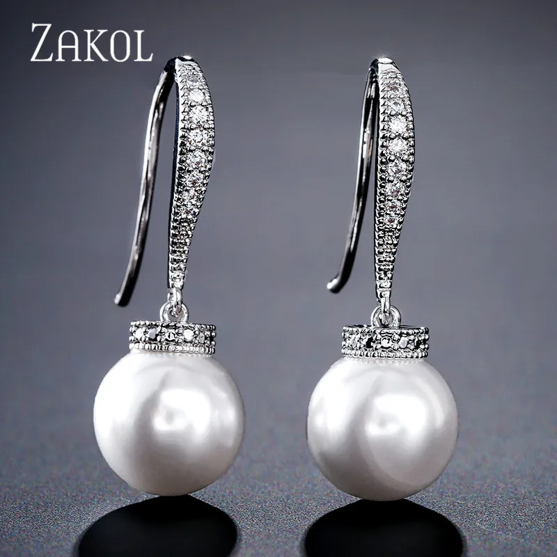 ZALOL Fashion Round Simulated Pearl & Zirconia Long Drop Earrings Bridal Wedding Jewelry Hook Earrings Free Shipping FSEP2159
ZALOL Fashion Round Simulated Pearl & Zirconia Long Drop Earrings Bridal Wedding Jewelry Hook Earrings Free Shipping FSEP2159