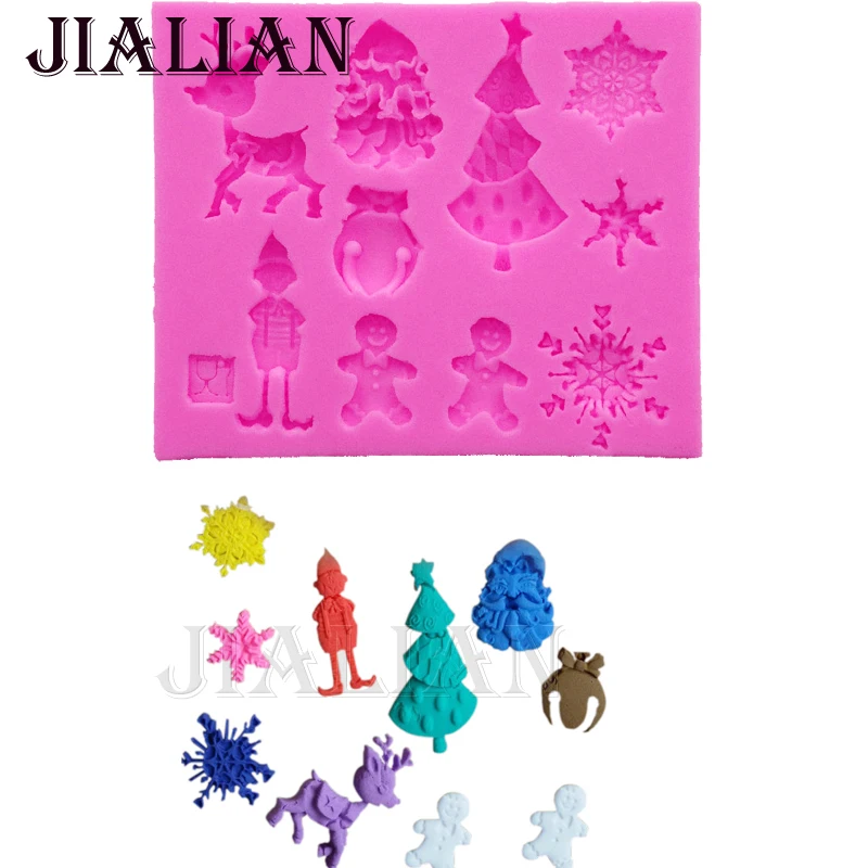DIY Christmas Trees deer snowflake snowman Santa Claus Cake Molds Fondant Chocolate Silicone Mold Candy Moulds Tools T0791
DIY Christmas Trees deer snowflake snowman Santa Claus Cake Molds Fondant Chocolate Silicone Mold Candy Moulds Tools T0791