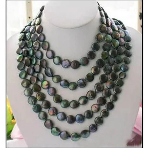 Fashion Pearl Jewellery 100inches Long 14mm Black Coin Freshwater Necklace Perfect Women Chirstmas Gift | Украшения и аксессуары