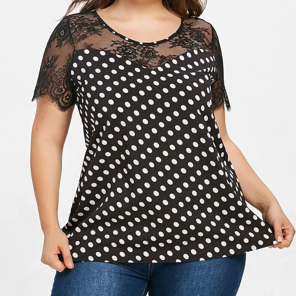 Women's T-shirts tops polka dot printed lace short-sleeved T-shirt Frauen T-Shirt-Top Dames T-shirt Tee-shirt femme wanita
Women's T-shirts tops polka dot printed lace short-sleeved T-shirt Frauen T-Shirt-Top Dames T-shirt Tee-shirt femme wanita