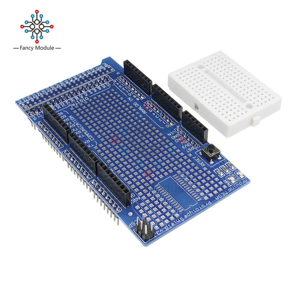 Proto Prototype Shield V3.0 V3 Expansion Development Board + Mini PCB Breadboard 170 Tie Point For Arduino MEGA
Proto Prototype Shield V3.0 V3 Expansion Development Board + Mini PCB Breadboard 170 Tie Point For Arduino MEGA