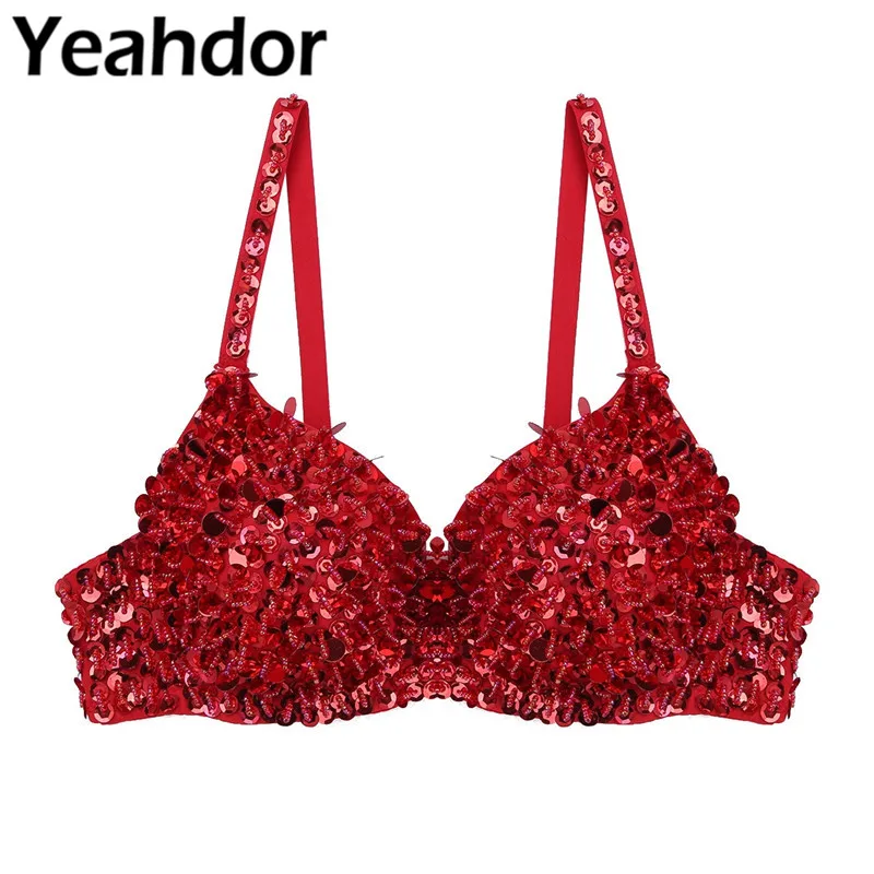 Women Fashion Sparkle Sequins Beading Padded Bra Top for Raves Dances Club Wear Belly Dancing Halloween Festivals Party Top Bra
Women Fashion Sparkle Sequins Beading Padded Bra Top for Raves Dances Club Wear Belly Dancing Halloween Festivals Party Top Bra