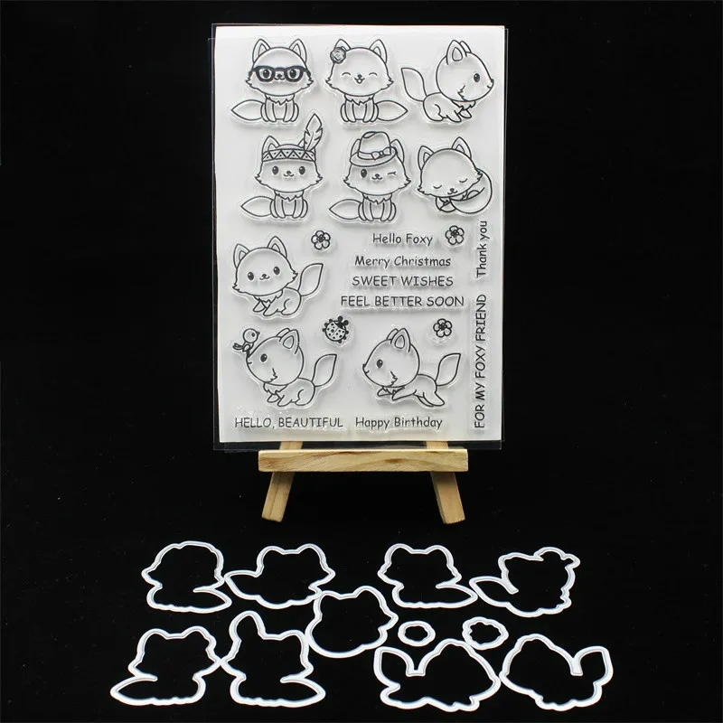 Lovely Fox Transparent Clear Stamp and cutting die for DIY scrapbooking/Card Making C021 
Lovely Fox Transparent Clear Stamp and cutting die for DIY scrapbooking/Card Making C021
