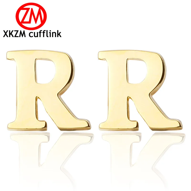 

High Quality Men Cuff Links New French Cufflinks Golden Plating Brand letter R Design Style Men Cufflinks Wholesale&retail