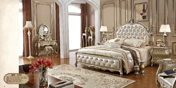 0426-0022 Luxury european design champagne silve wood bed
