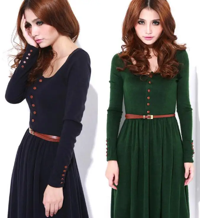 Vintage Long Sleeve Dress Knitted Winter Dress Casual Plus Size Women Dress 2015 Green Black Long Dress Warm Sexy Party Dresses
Vintage Long Sleeve Dress Knitted Winter Dress Casual Plus Size Women Dress 2015 Green Black Long Dress Warm Sexy Party Dresses