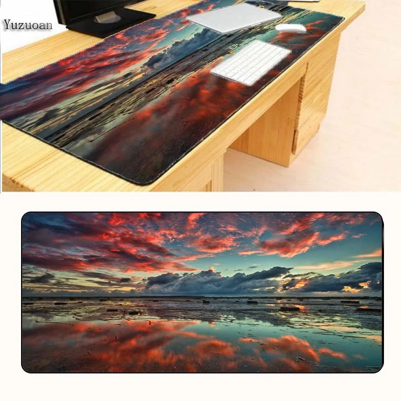 Yuzuoan The Bright Sun Blue Sky Clouds 400*900*3MM Desktop Pad Mousepads Optical Computer Large Mouse Mat Mice Pads Gaming | Компьютеры и