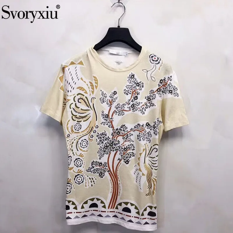 Svoryxiu Designer Summer 100% Cotton T Shirts Women's Vintage Pattern Printing Casual Short Sleeve Tees Tops Female
Svoryxiu Designer Summer 100% Cotton T Shirts Women's Vintage Pattern Printing Casual Short Sleeve Tees Tops Female