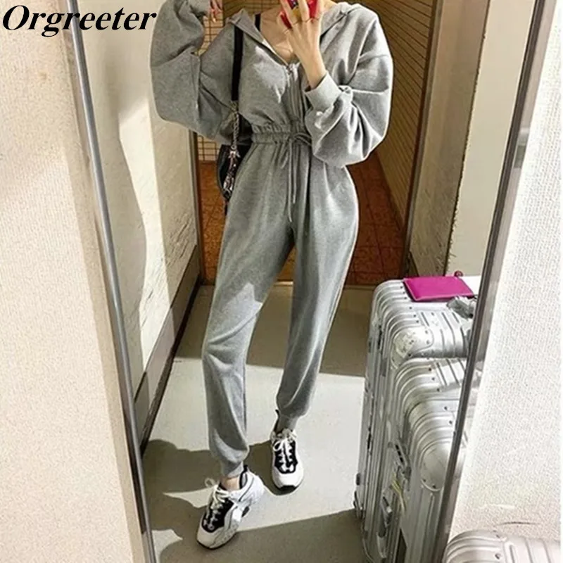 Spring Autumn Gray/Black Women Tracksuit Jumpsuits 2019 Female Romper Hooded Zipper Cotton Sexy Outwear Jogging Outfits Jumpsuit
Spring Autumn Gray/Black Women Tracksuit Jumpsuits 2019 Female Romper Hooded Zipper Cotton Sexy Outwear Jogging Outfits Jumpsuit