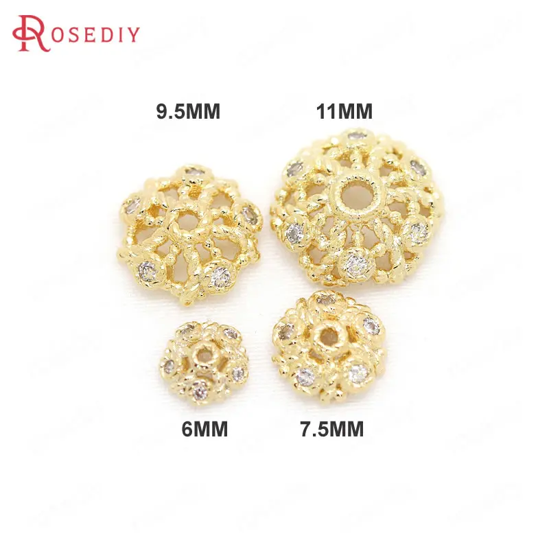 (B039)6 pieces 6mm 7.5mm 9.5mm 11mm Brass with Zircon High Quality Gold Color Plated Bead Caps Jewelry Findings Accessories
(B039)6 pieces 6mm 7.5mm 9.5mm 11mm Brass with Zircon High Quality Gold Color Plated Bead Caps Jewelry Findings Accessories