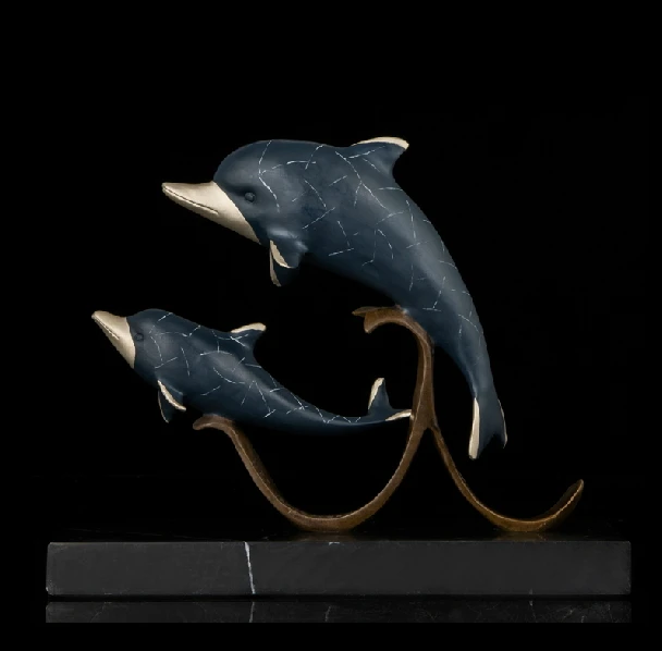 Arts Crafts Copper Christmas Love Gift Double Dolphin Statues Bronze Figurine Animal Estatua Sculpture Home Decor Valentine's Da
Arts Crafts Copper Christmas Love Gift Double Dolphin Statues Bronze Figurine Animal Estatua Sculpture Home Decor Valentine's Da