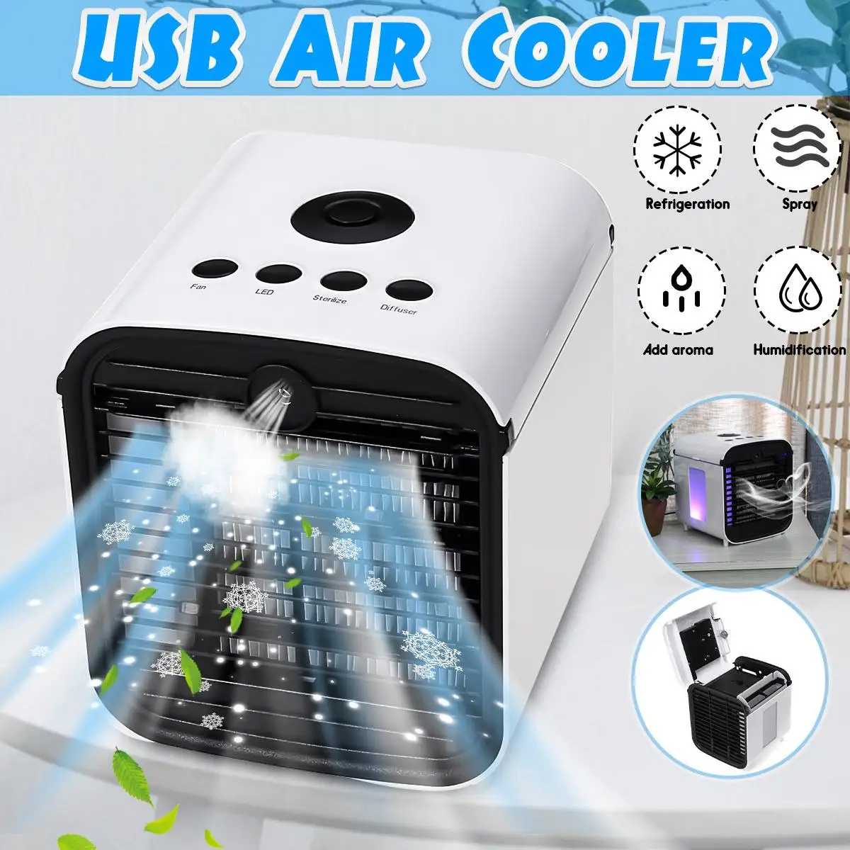 warmtoo Mini USB Air Cooler LED Colorful Cooling Fan Evaporative Conditioner Humidifier for Home Office 3 Gear Adjustment
warmtoo Mini USB Air Cooler LED Colorful Cooling Fan Evaporative Conditioner Humidifier for Home Office 3 Gear Adjustment