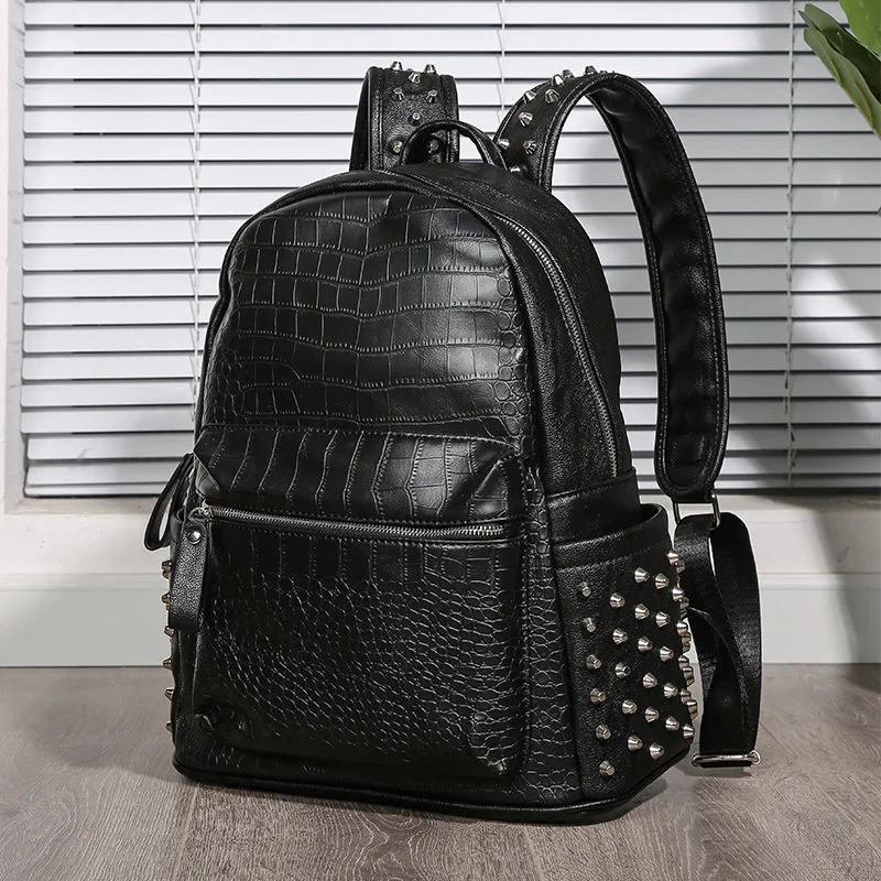 Korean Crocodile Rivet Shoulder Bag Trend Backpack Computer Bag Student Bag Men's And Women's Bag Backpack
Korean Crocodile Rivet Shoulder Bag Trend Backpack Computer Bag Student Bag Men's And Women's Bag Backpack