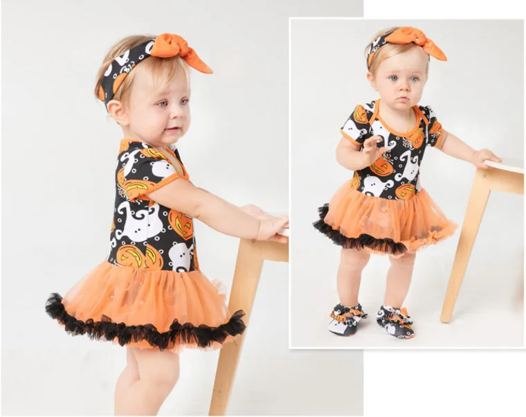 

new arrival baby girls outfits halloween Gifts kids boutique rompers with tutu dress shoes bows headband clothing sets Vestidos