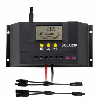 LCD 30A PWM Solar Panel Battery Regulator Charger Controller 12V/24V + 1 Pair Y Type Solar Panel Male Female Cable
LCD 30A PWM Solar Panel Battery Regulator Charger Controller 12V/24V + 1 Pair Y Type Solar Panel Male Female Cable