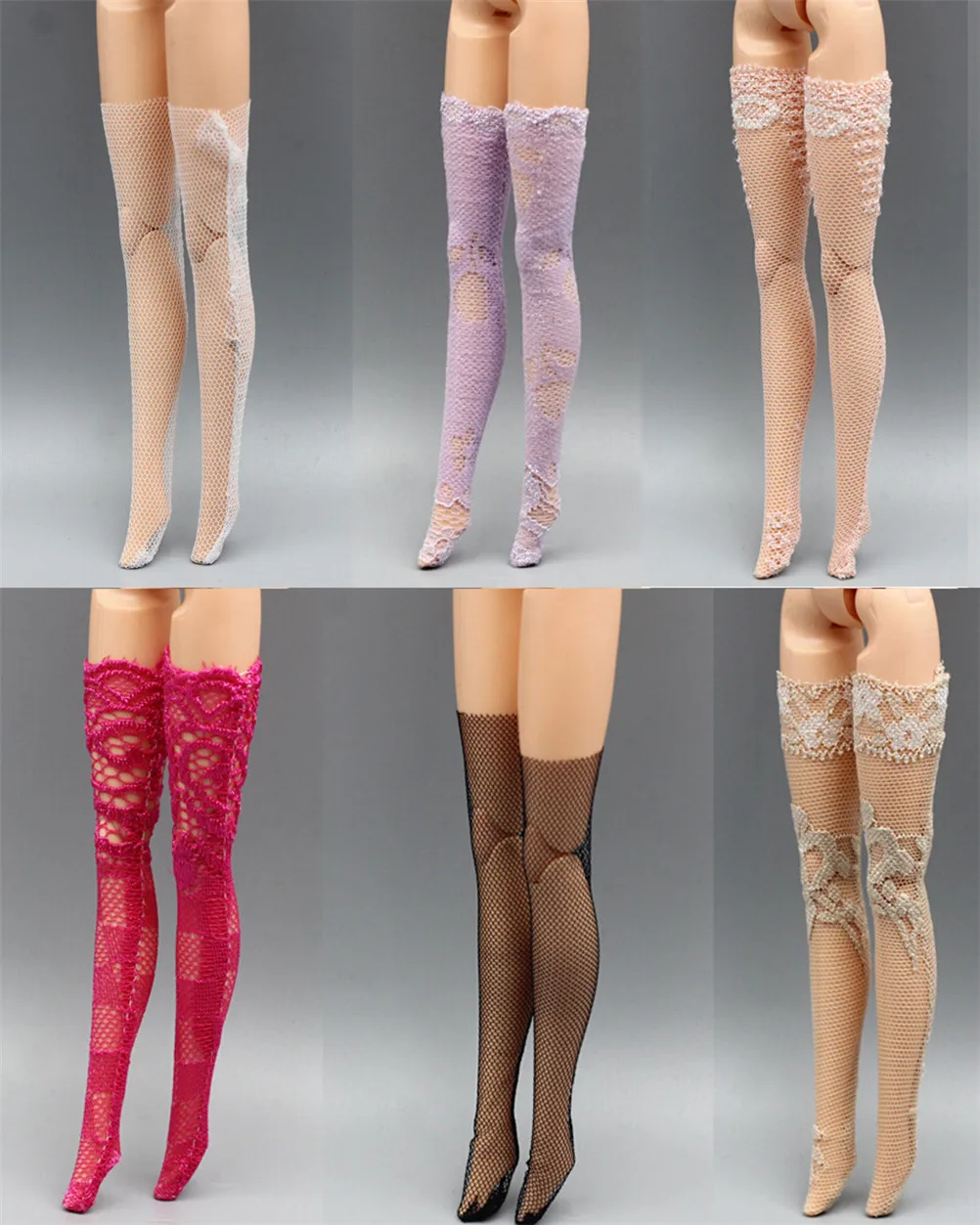 

3 Pairs Colourful Lace Socks Mixed Style Long Stockings Daily Casual Wear Clothes For Gifts Toy Doll Accessories