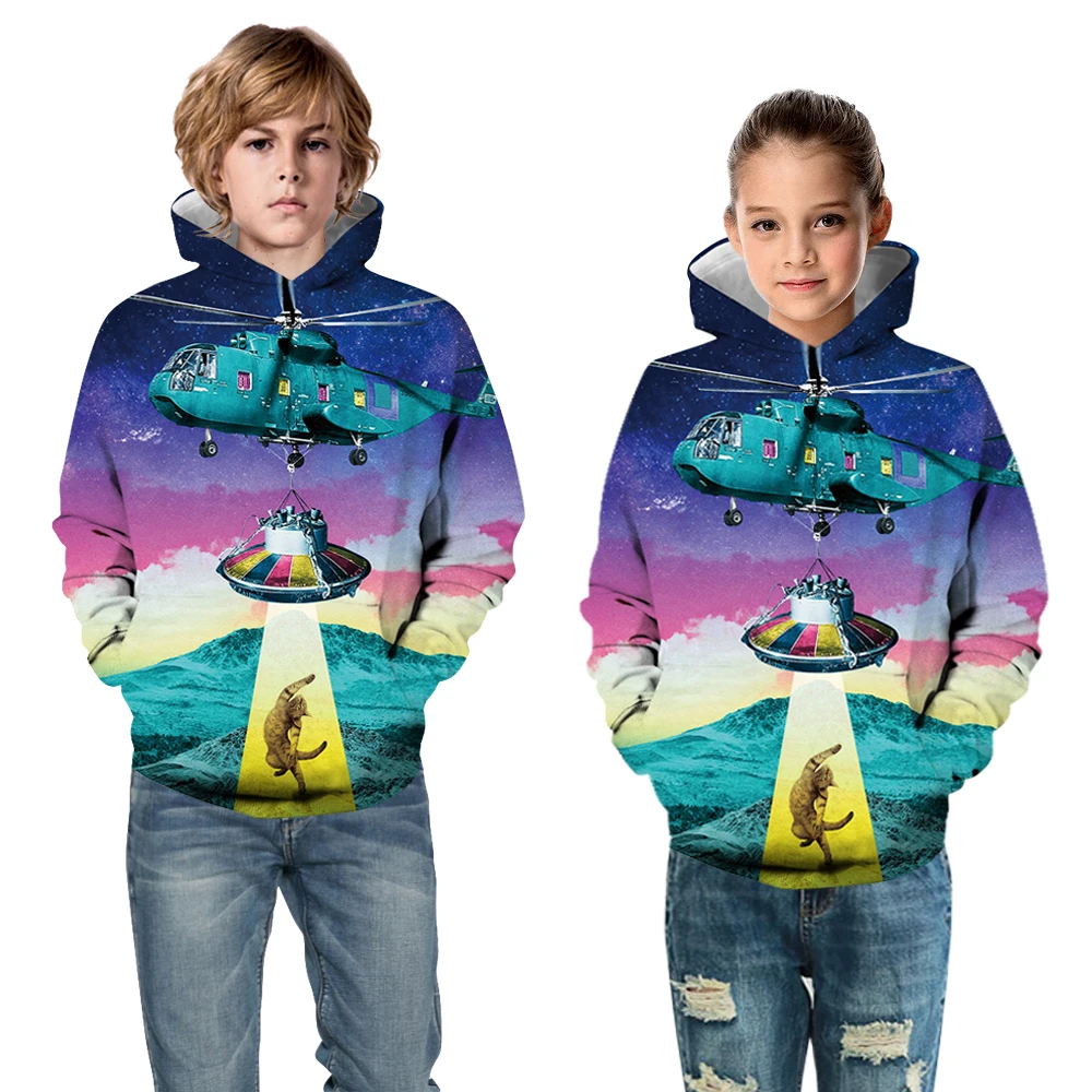 Children Hooded Long Sleeve 3D Digital Print Space Plane and Cat Pullover Hoodies Boys and Girls 3D Hoodies
Children Hooded Long Sleeve 3D Digital Print Space Plane and Cat Pullover Hoodies Boys and Girls 3D Hoodies