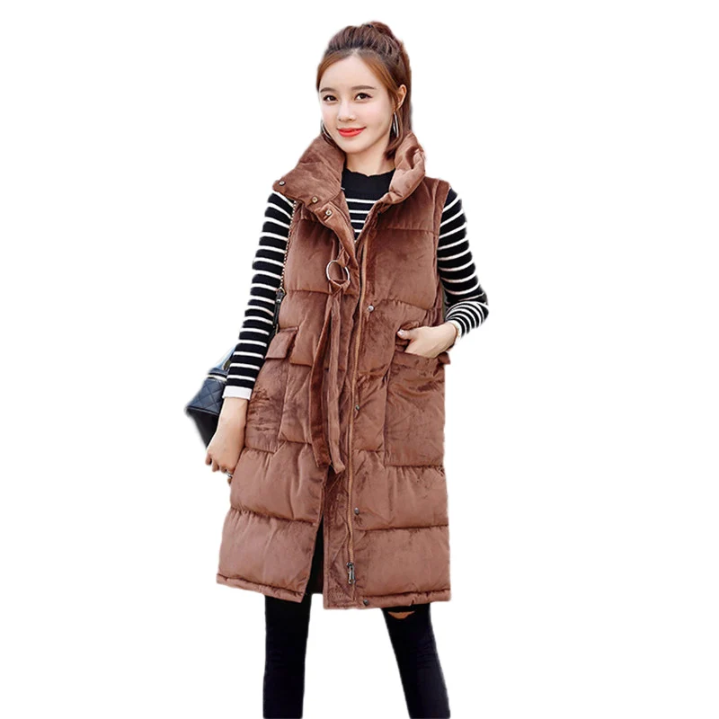 Women Vest Autumn Winter Medium Long Gold Velvet Cotton Sleeveless Jacket 2018 New Fashion Large Size Female Wadded Vest DT0404
Women Vest Autumn Winter Medium Long Gold Velvet Cotton Sleeveless Jacket 2018 New Fashion Large Size Female Wadded Vest DT0404