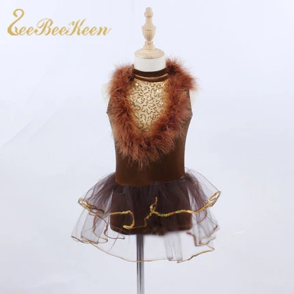 Adult Professional Ballet Dress Party Brown villi Sleeveless Stage Performance Show Tutu Dance For Girl Women | Тематическая одежда