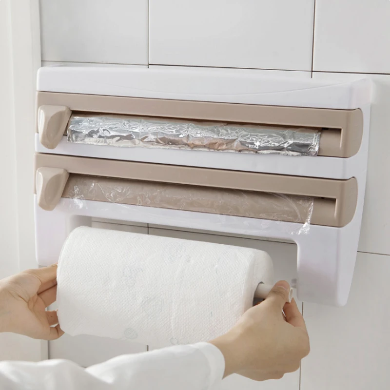 6 in 1 Kitchen Paper Towel Holder Spice Rack Aluminum Film Plastic Wrap Cutter Wall Hang Rack Kitchen Storage Shelf Organizer
6 in 1 Kitchen Paper Towel Holder Spice Rack Aluminum Film Plastic Wrap Cutter Wall Hang Rack Kitchen Storage Shelf Organizer