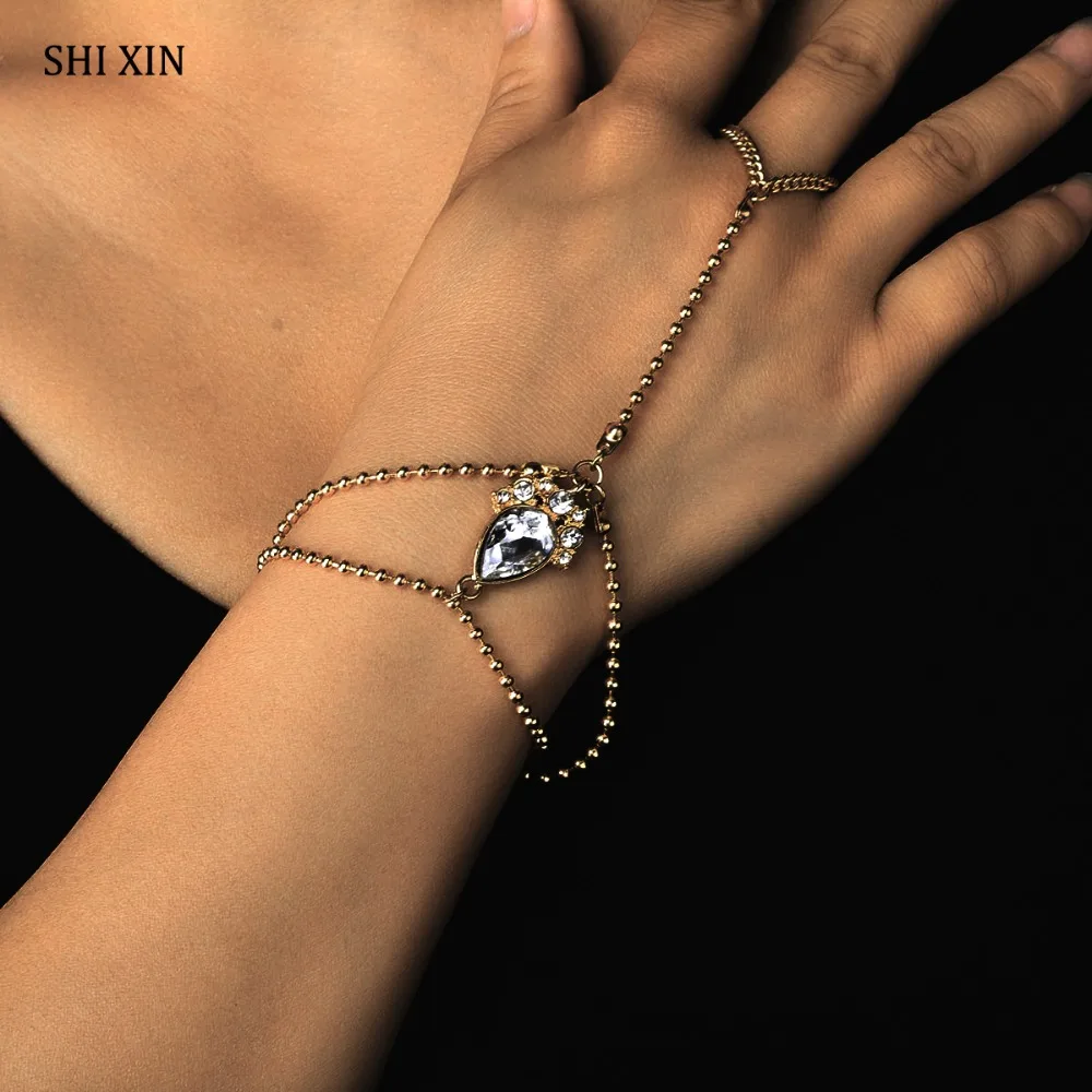 SHIXIN Charms Boho 2 Layer Big Crystal Rhinestone Bracelet Bangle for Women Fashion Bride Wedding Hand Chain Jewelry Accessories
SHIXIN Charms Boho 2 Layer Big Crystal Rhinestone Bracelet Bangle for Women Fashion Bride Wedding Hand Chain Jewelry Accessories