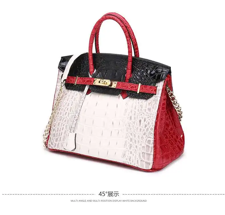 Europe and the United States new genuine leather handbags crocodile pattern color matching color platinum package
Europe and the United States new genuine leather handbags crocodile pattern color matching color platinum package