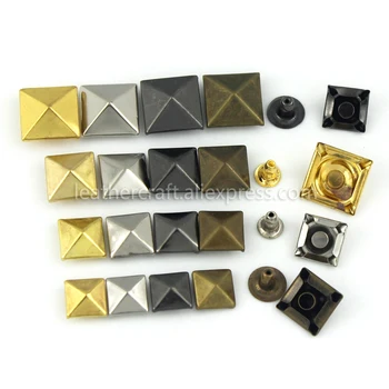 

100sets Metal Pyramid Cap Rivets Studs Square Rivet for Leather Craft Bag Belt Clothing Garment Shoes Pet Collar Decor