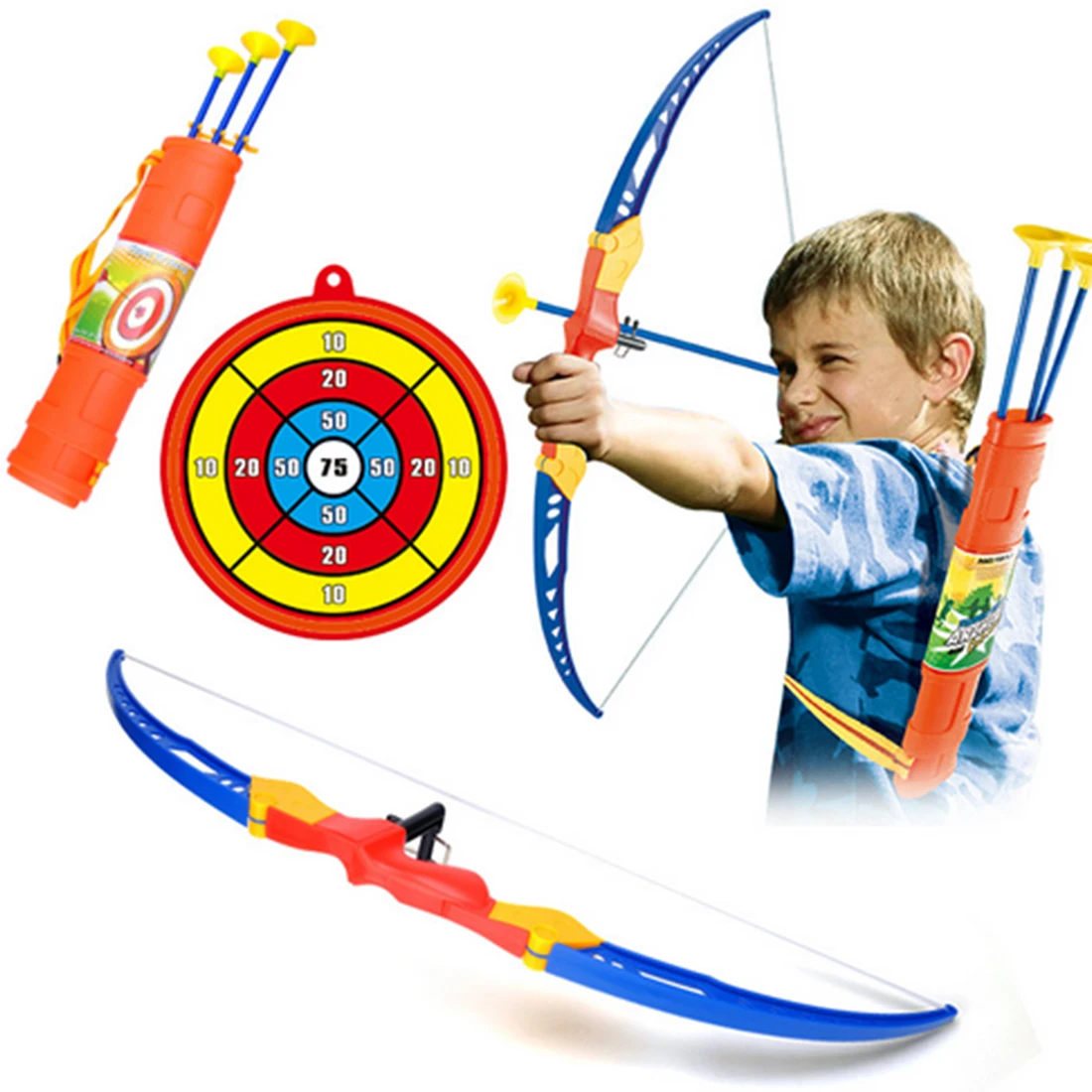 Simulation Bow Arrow Plastic Soft Sucker Arrow with Target Set Children Oudoor Sports Toys For Boys Birthday Gift - Blue
Simulation Bow Arrow Plastic Soft Sucker Arrow with Target Set Children Oudoor Sports Toys For Boys Birthday Gift - Blue