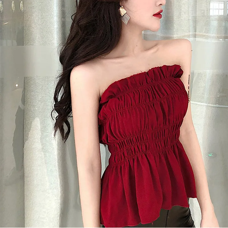 Caiyier Fashion Sexy Strapless Ruffle Crop Tanks Cami Top Red Lingerie Breast Wrap Top 2019 Summer Waistcoat
Caiyier Fashion Sexy Strapless Ruffle Crop Tanks Cami Top Red Lingerie Breast Wrap Top 2019 Summer Waistcoat