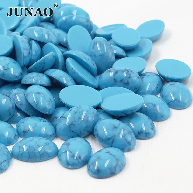 

JUNAO 13*18mm Turquoise Color Acrylic Flatback Rhinestone Oval Cabochon Stones Glue On Strass Crystal For Clothes Jewelry 200pcs