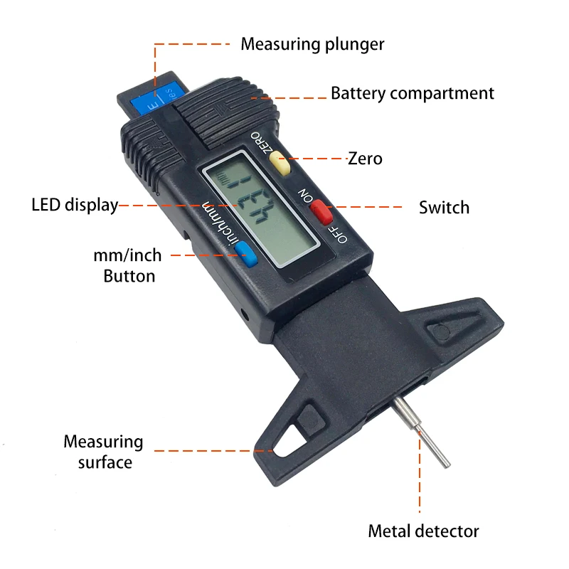 Digital Car Tyre Tire Tread Depth Gauge Meter Measurer Tool Caliper Thickness Gauges Tread Brake Pad Shoe Tire Monitoring System
Digital Car Tyre Tire Tread Depth Gauge Meter Measurer Tool Caliper Thickness Gauges Tread Brake Pad Shoe Tire Monitoring System