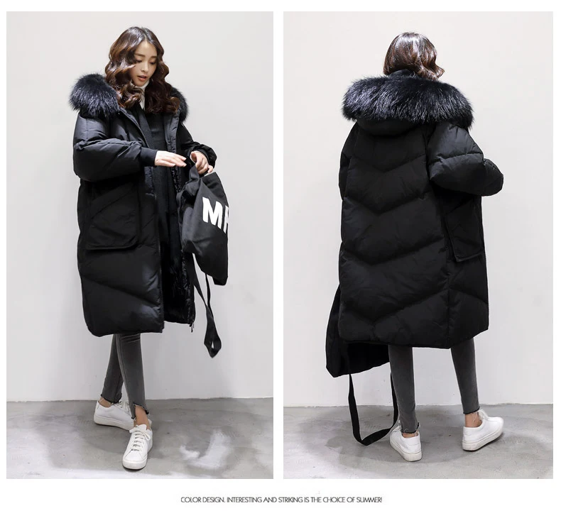 2019 Winter New Down Jacket Fashion Thickening Women's Winter Jackets Large Size Women's Down Jacket Big Fur Collar Coat Female (6)