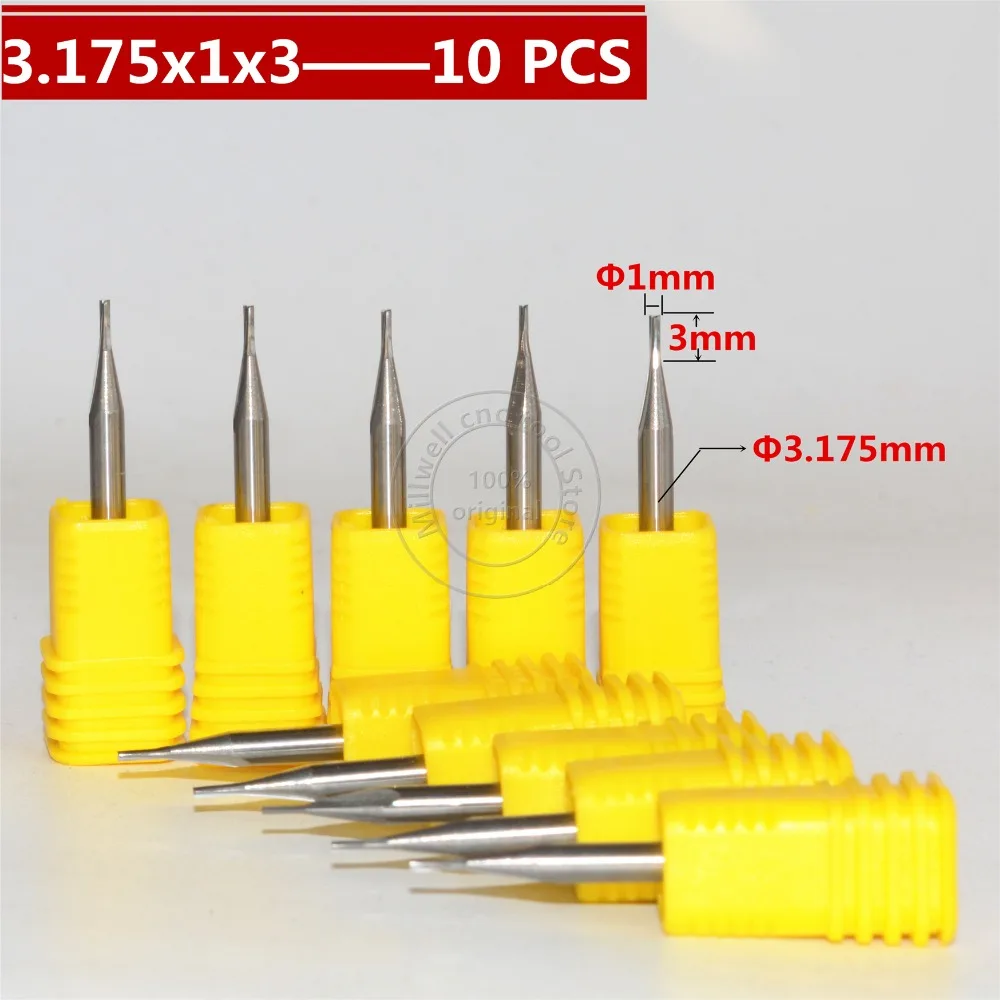 5Pcs 3.175X0.8X2MM Left Hand Single Flute Downcut Spiral Bits Cutting Wood